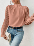 Women's Half-turtleneck Stitching Wavy Chiffon Long-sleeved Top Meifu Market