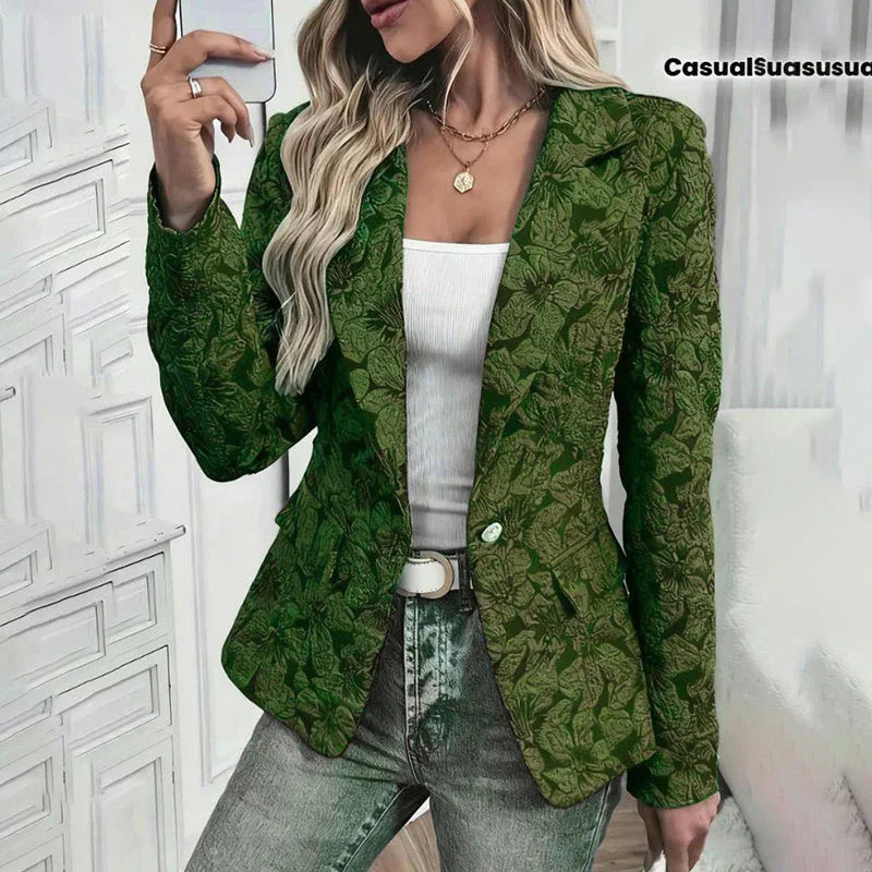 Women's Fall Business Casual Jacket 2025, Chic Floral Single Button Long Sleeve Blazer Meifu Market