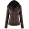 Fashion Detachable Hooded Jacket With Pockets Casual Solid Color Zipper Long Sleeve Leather Coat Autumn Winter Women's Clothing Meifu Market
