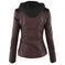 Fashion Detachable Hooded Jacket With Pockets Casual Solid Color Zipper Long Sleeve Leather Coat Autumn Winter Women's Clothing Meifu Market