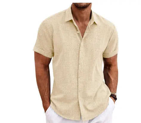Men's Linen Short Sleeved T-shirt Loose Fitting 3XL - color variant display