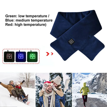 usb charging heating scarf | 3 temperature adjustable settings | heated neck warmer for cycling | ultrasonic cleaning