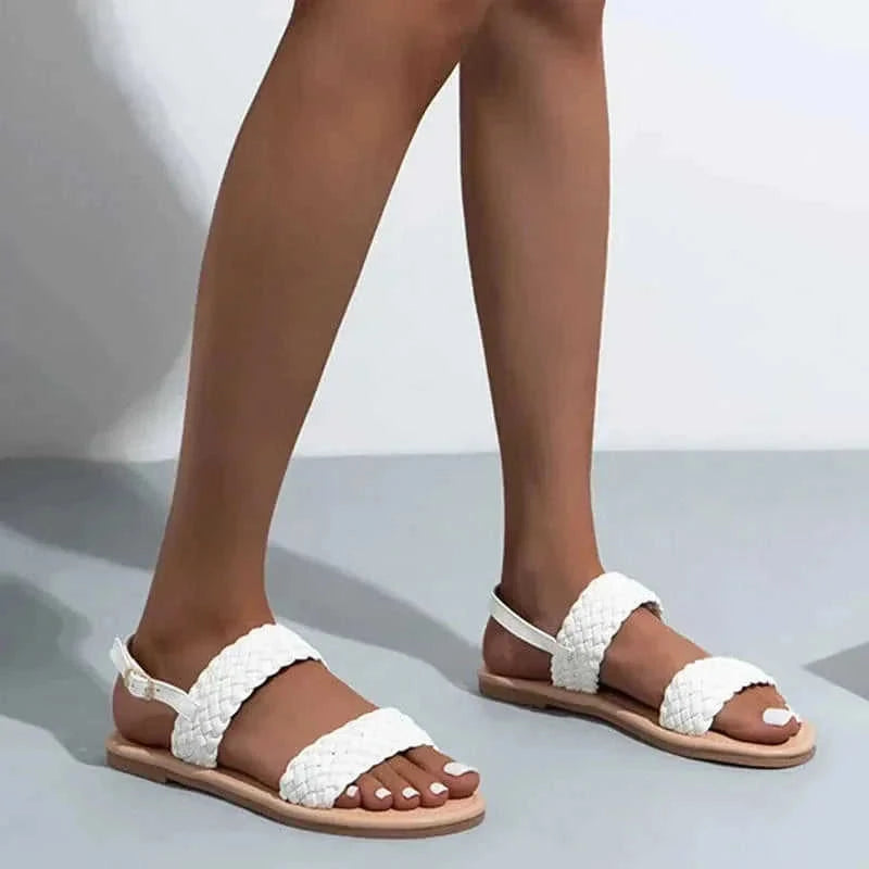 woven leather sandals for women | adjustable ankle strap sandals | lightweight beach walking shoes | energy saving