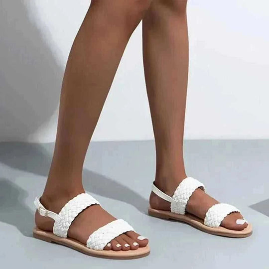woven leather sandals for women | adjustable ankle strap sandals | lightweight beach walking shoes | energy saving