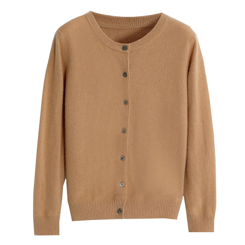 Women's Knitted Cardigan Sweater - Solid Color Loose Fit Button Front Coat Meifu Market