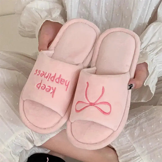 New Creative English Letters Ins Style Word Soft Flat Bottom Ladies Cotton Slippers