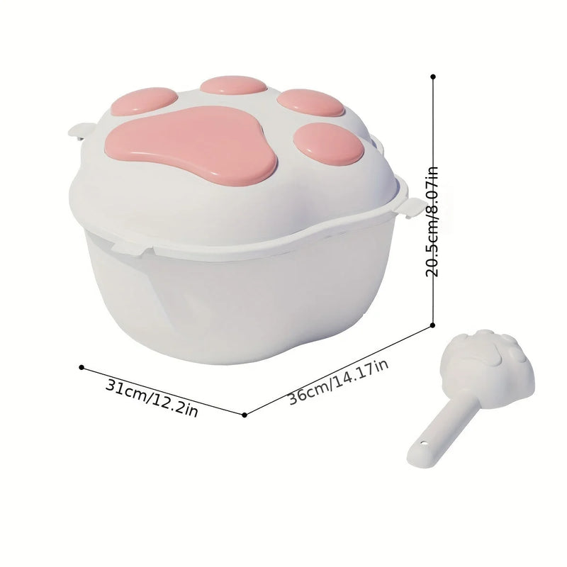airtight cat food container | claw-shaped pet food storage | easy clean cat food bin | ultrasonic cleaning