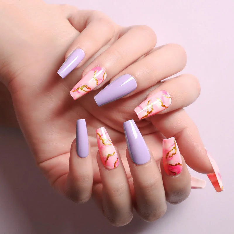 press-on nails for women | coffin shaped acrylic nails | long stiletto fake nails | energy saving