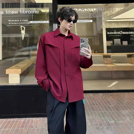 Men's Autumn Ruoshuai High-grade Long-sleeved Shirt L - best high-grade long sleeve shirts for autumn front display