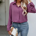 Solid Color Casual Loose Long Sleeve Shirt Dark Button Chiffon Shirt Meifu Market