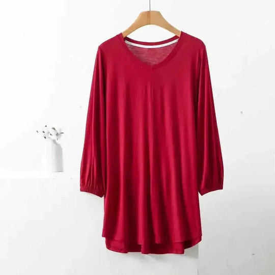modal fabric pajamas | plus size loose fit sleepwear | long sleeve nightwear for women | ultrasonic cleaning