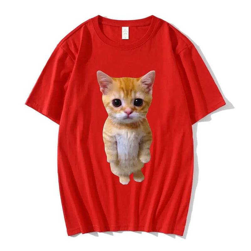 sad crying cat t-shirt | munchkin kitty graphic tee | soft cotton cat meme shirt | ultrasonic cleaning