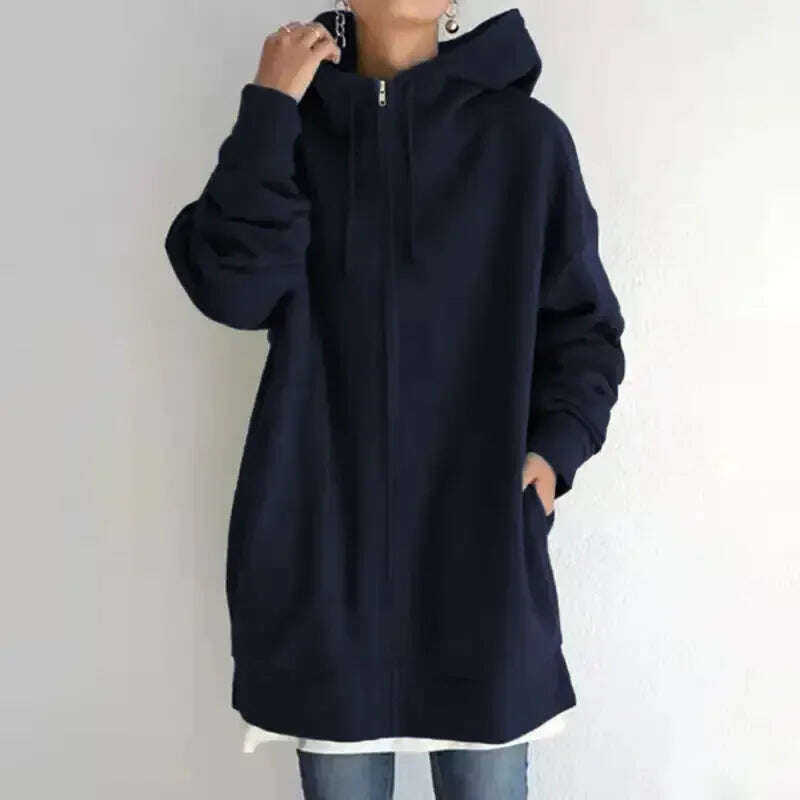 Women's Oversized Hooded Coat - Loose Fit Velvet Sweatshirt S-5XL Meifu Market
