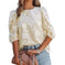 Women's Puff Sleeve Chiffon Loose Top Flower Texture Shirt Meifu Market
