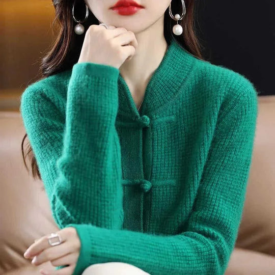 womens cashmere cardigan | chinese retro buckle cardigan | soft cashmere sweater | ultrasonic cleaning
