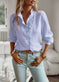 Striped Long Sleeve Shirt Fashion Ruffle Design Button Up Tops Casual Office Blouse Elegant Commuting Women's Clothing Meifu Market