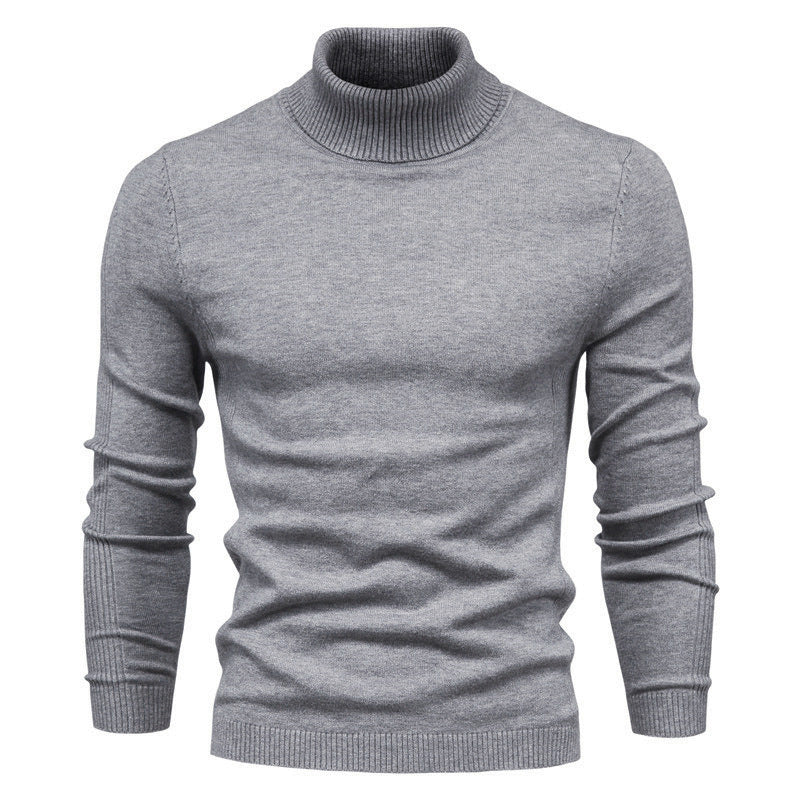 Men's Solid Color Slim Pullover Turtleneck Sweater Winter Casual Tops Clothing Meifu Market