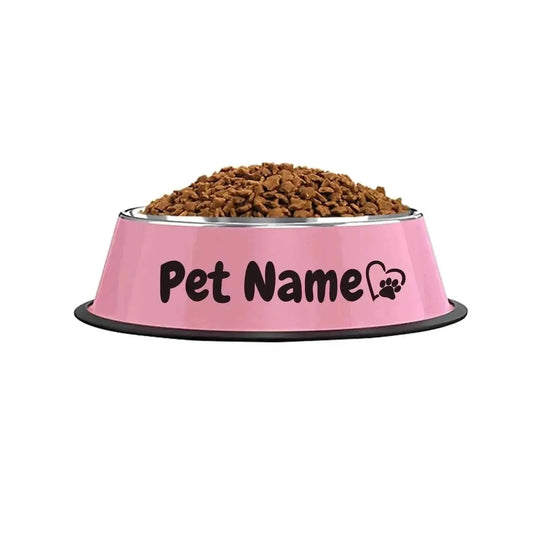 Customizable Stainless Steel Dog Bowl, Non-Slip Pet Food and Water Bowl with Personalized Name for Dogs Red-crown - main p...