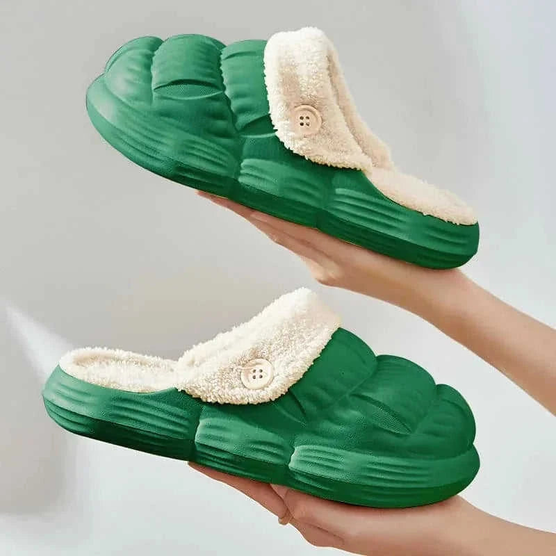 removable fuzzy slippers | waterproof house shoes | non-slip indoor footwear | ultrasonic cleaning