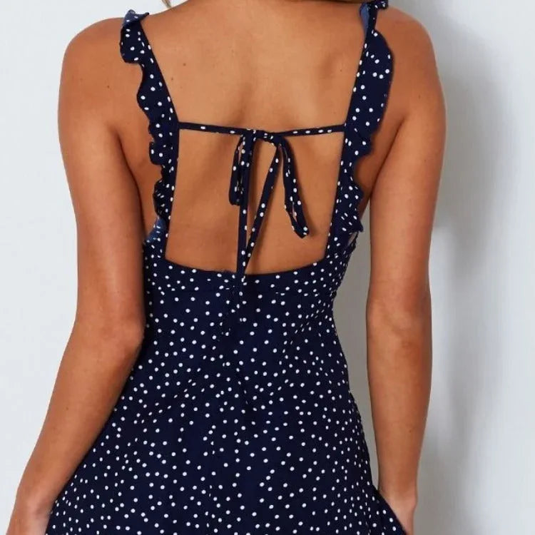 strappy polka dot sundress | beach cover up dress | summer floral maxi dress | energy saving
