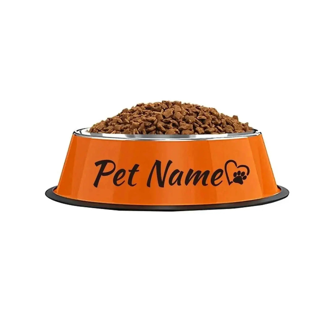 Customizable Stainless Steel Dog Bowl, Non-Slip Pet Food and Water Bowl with Personalized Name for Dogs Red-crown - color ...