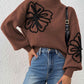 Women's Three-dimensional Ribbon Embroidery Flower Mock Neck Sweater Meifu Market