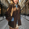 Women's Suede-Look Blazer Jacket, Classic V-Notch Lapel Button Front Coat, Machine Washable Versatile Casual Jacket Meifu Market