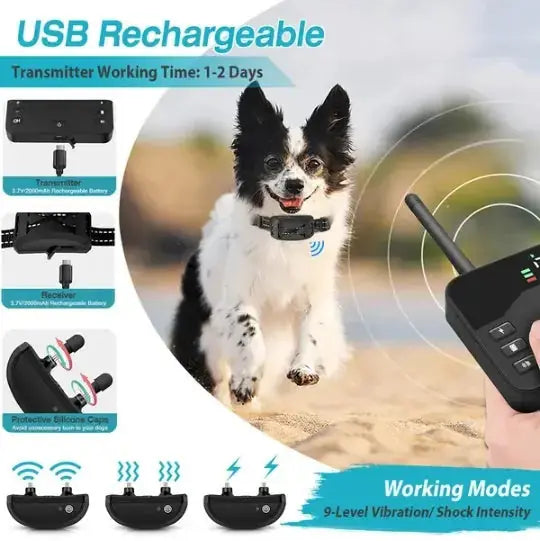 2 In 1 Wireless Electric Dog Fence Waterproof Pet Shock Boundary Containment System Electric Training Collar For Small Medium Large Dogs Meifu Market