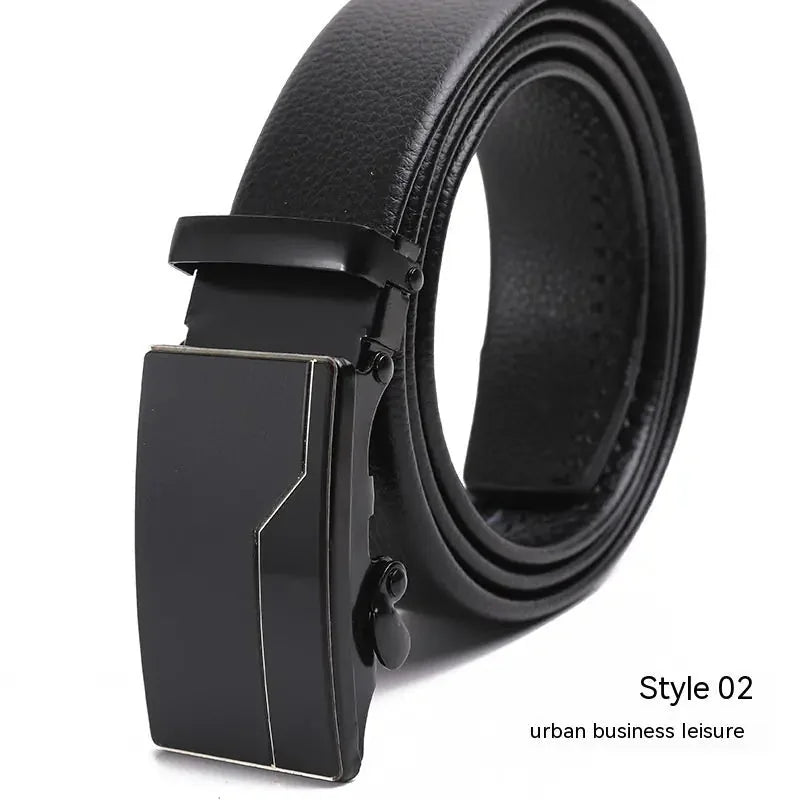 automatic buckle belt | genuine leather belt for men | litchi pattern texture | energy saving