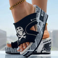 Newspaper Skull Original Hem Platform Wedge Slides - Anklet Not Included Meifu Market