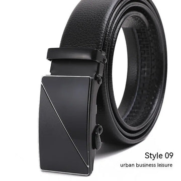 Men's Fashion Automatic Buckle Litchi Pattern Belt meifu market