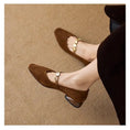 French Retro Square Toe Low-cut Suede Pumps Women's Autumn New Meifu Market