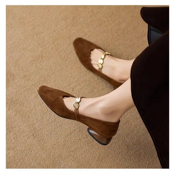 French Retro Square Toe Low-cut Suede Pumps Women's Autumn New Meifu Market