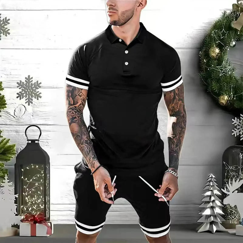 quick-dry fabric short sets | breathable polo shirt outfits | summer casual tracksuits for men | ultrasonic cleaning