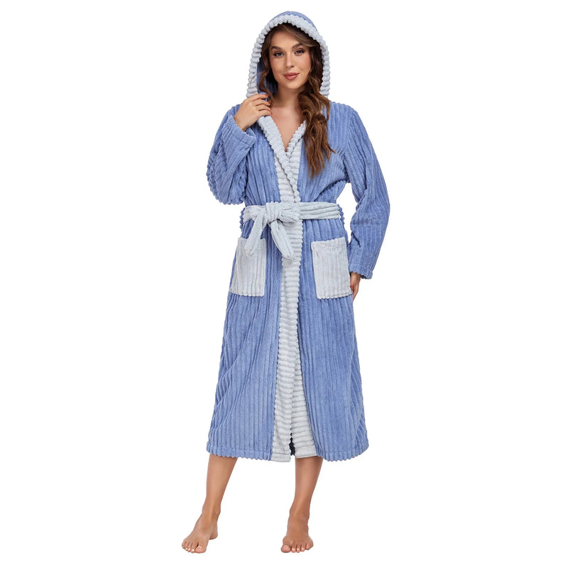 Women's Luxury Plush Fleece Bathrobe - Extra Long Hooded Robe with Pockets | Warm Terry Cloth Loungewear Meifu Market