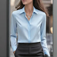 Women's Long Sleeve Satin Blouse, V Neck Loose Fit Tunic Top For Business Casual Office Fall Meifu Market