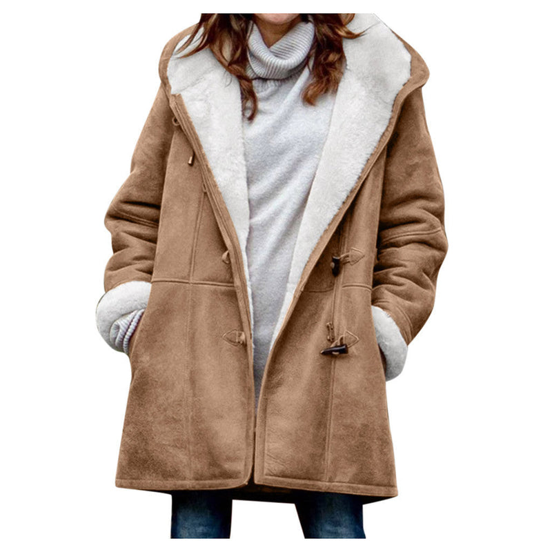 Winter Button Coat Fashion Warm Hooded Jacket With Pockets Women's Clothing Meifu Market