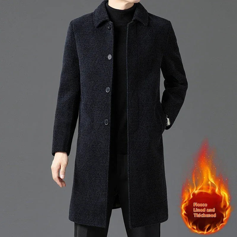 Temperament Lapel With Velvet Men's Woolen Coat Meifu Market