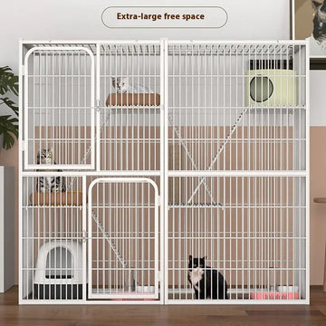 Cat Cage Indoor Home Cat Villa Super Large Free Space Cattery For Cats Cat Nest Three-layer Double Layer Cat House