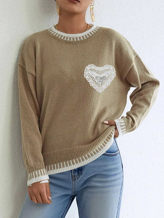 Women's Color Contrast Patchwork Pullover Loose Sweater Meifu Market