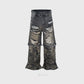 Camouflage Stitching Micro-pull Wide Leg Ripped Ripped Jeans meifu market
