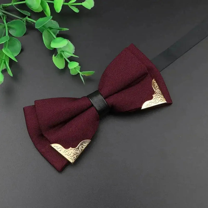 metal bow tie for men | double layer polyester bowtie | adjustable neck strap bow tie | ultrasonic cleaning