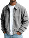 Men's Retro Corduroy Jacket - Casual Long Sleeve Pocket Coat Navy Blue - color variant display