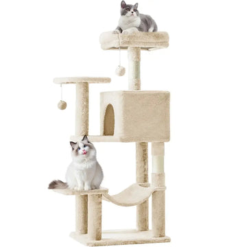 44 Inch Cat Tree Tower, Multi-Cat Climbing Tower With, Natural Sisal Scratching Posts, Extended Platform, Hammock Meifu Market
