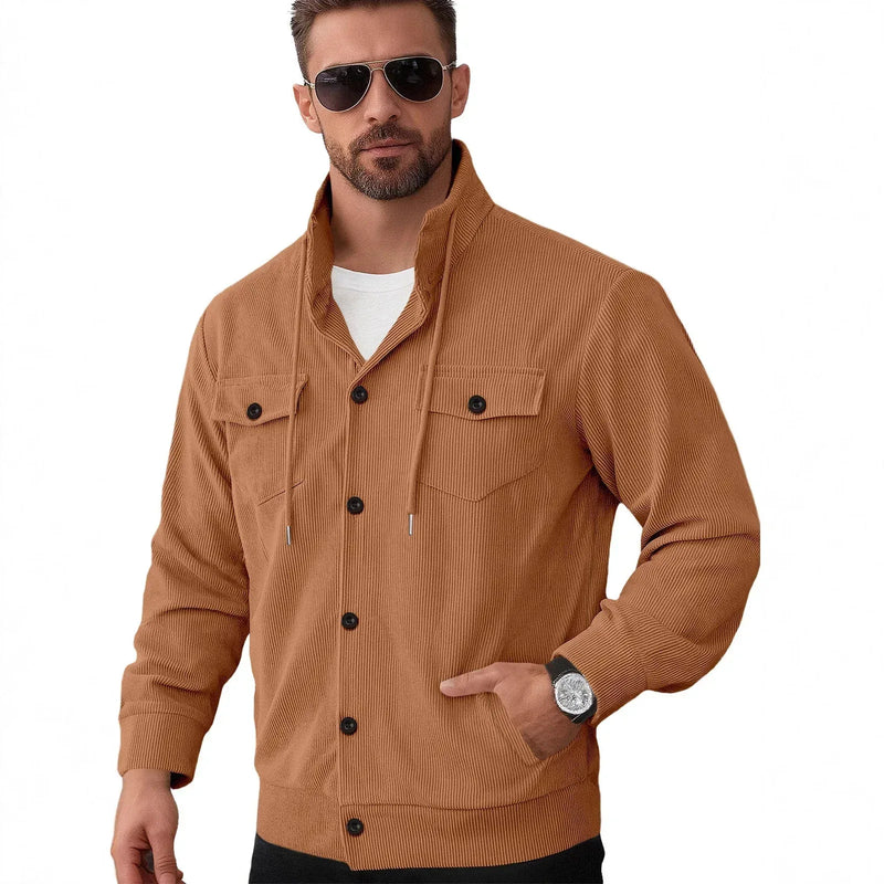 corduroy jacket for men | cotton blend material | casual outerwear jacket | energy saving