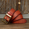 Thick First Layer Cowhide Brass Buckle Belt For Men Meifu Market