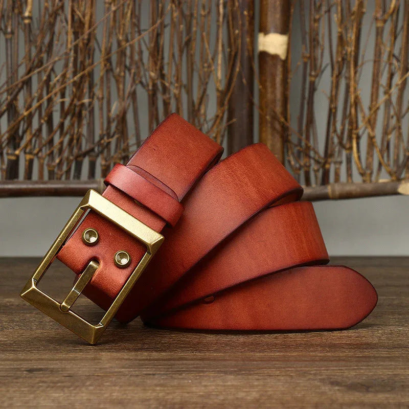 Thick First Layer Cowhide Brass Buckle Belt For Men Meifu Market