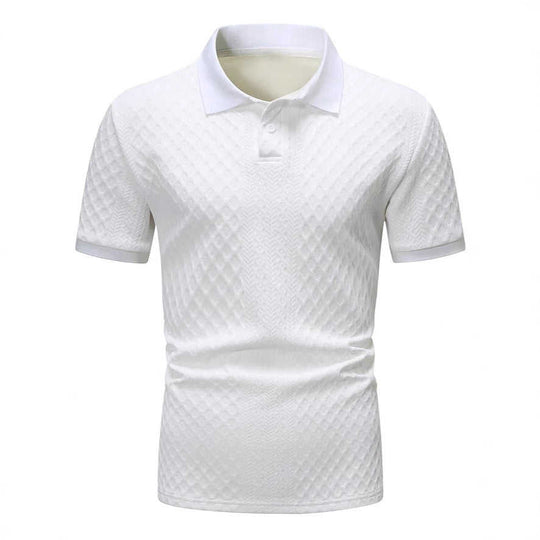 Asymmetric Jacquard Polo – Men's Button Placket Fashion Shirt