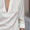 Elegant Women's V-Neck Long Sleeve Blouse With Satin Sheen Solid Color Formal Shirt For Spring Fall Meifu Market