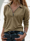 Fabric Lapel Zipper Casual Long Sleeve Women Meifu Market